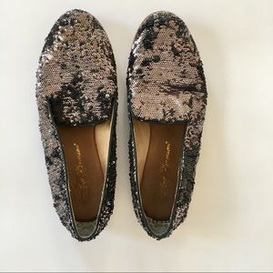 Matt Bernson Purple Gunmetal Sequin Loafer, 6.5